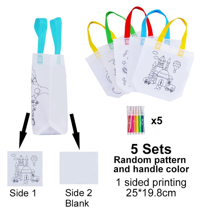 

DIY Graffiti Bags with Coloring Marker Painting Non-Woven Gift Bags For Kids Arts Crafts Color Filling Drawing Toys For Boy Girl