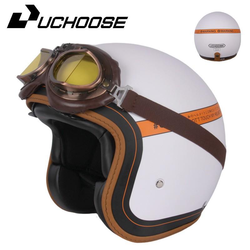 Vintage-Style Half Helmet Adults Unisex Motorcycle Scooter Riding DOT Certified ABS Safety