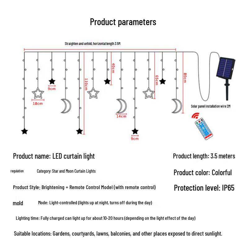 Beigong LED Solar Colorful Festival Curtain String Lights