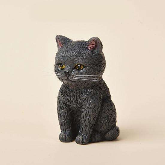 Cat Ornament Resin Statue Handmade Realistic Cat Figurine Home Office Desktop Living Room Decoration
