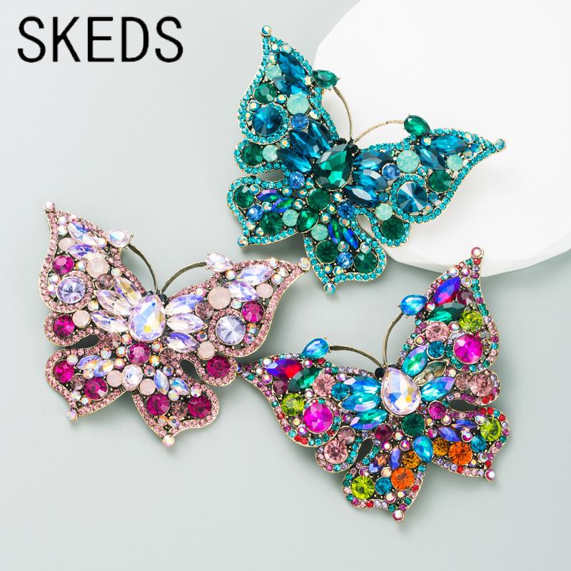 SKEDS Women Luxury Full Rhinestone Butterfly Brooches Pins Vintage Classic Crystal Insect Series Pin For Lady Party Jewelry