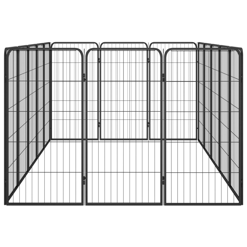 Vidaxl Recinto per Cani, 16 Pannelli, Nero, 50X100 Cm, Acciaio