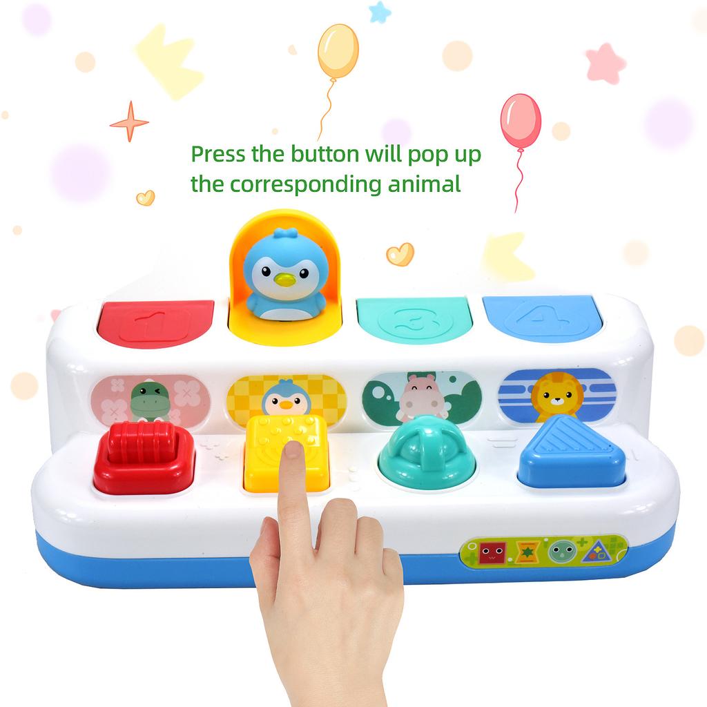 Baby Toys 6 18 Months Pop Up Activity Animals Toy Hide and Seek Game Fine Motor Skill Hand-eye Coordination Interactive Kids Toy
