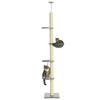Cat Tree with Hammock, Ceiling Tensioner, 40 X 40 X 250 Cm, Grey and Cream White