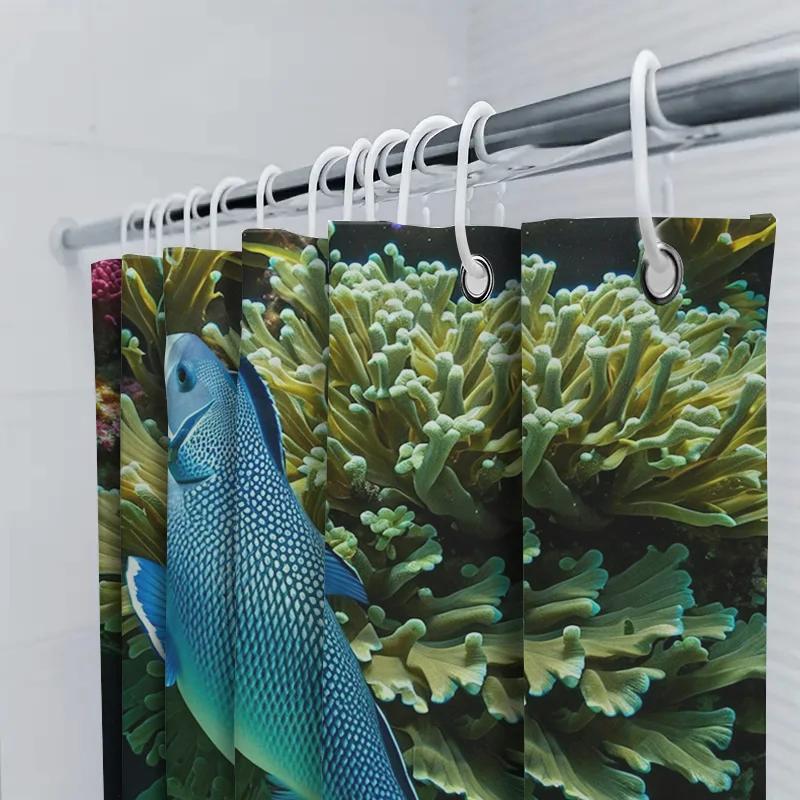 Blue Fish Coral Reef Shower Curtain 3D Printed Waterproof Home Decor Bathroom Liner Options For Modern Bathroo