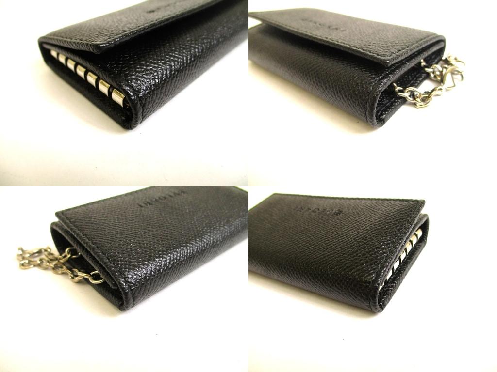 Authentic BVLGARI Black Leather 6 Pics Key Chain #a838  Refurbished