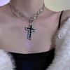 New Gothic Punk Black Cross Barbed Thorns Pendant Chain Choker Necklace for Women Men Unisex Hip-Hop Jewelry Gifts Party Jewelry