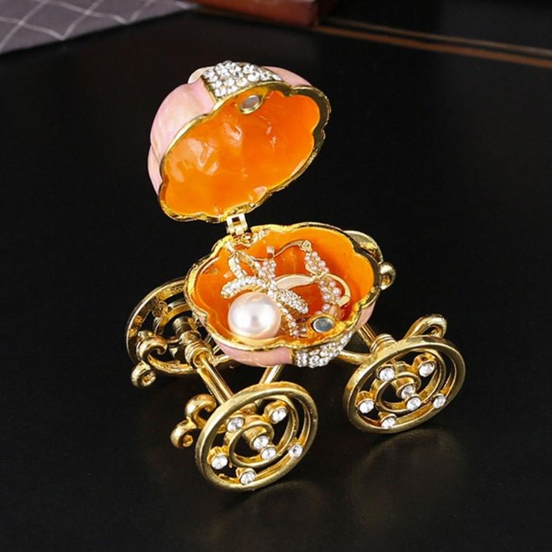Sparkling Gemstones Adorned Storybook Carriages Jewelry Container With Soft Interior Padding Gift Ready Packaging