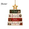Rustic Christmas Hanging Ornaments Wooden Pendant for Holiday Home Door, Decorative Reusable Xmas Party Supplies Sign Ornament with Hemp Rope