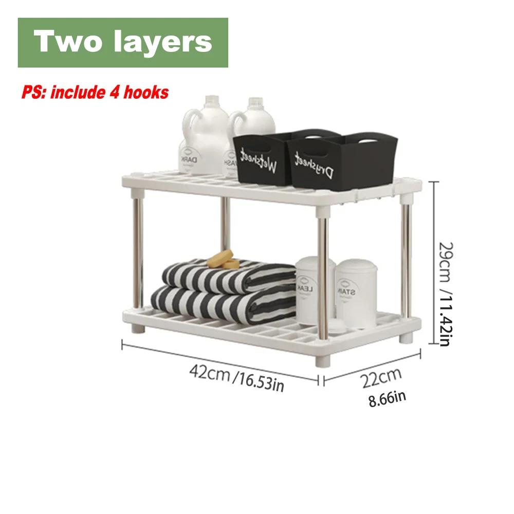 

2/4 Tiers Storage Rack Multi-functional Plastic Shelf Floor Standing Spice Organizer Kitchen Cabinet Laundry Living Room Shelf