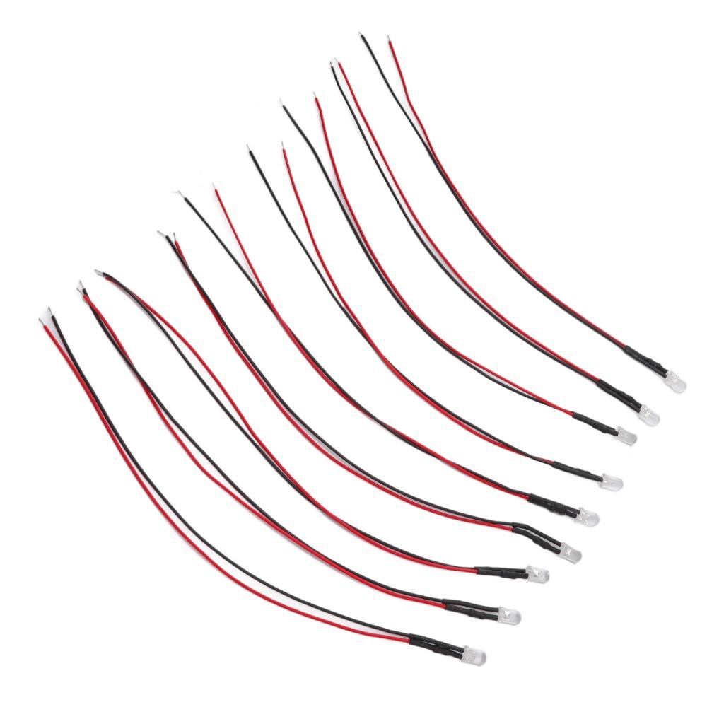 20PCS 5mm Prewired LED Diodes 5‑12V Single LED Bulbs Individual Light Emitting Diodes  DIY Projects