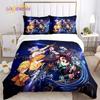 Demon Slayer's Japanese Carton Style Children's Print Beding Set with Soft Fabric Duvet Set Comfortable Bed Size Children's Girl Boy Gift