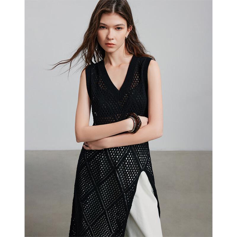 Women's Linen-Blend Knit Maxi Dress with Slit & Cutout