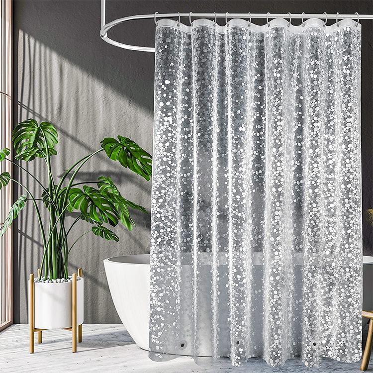 3D Printed PEVA Shower Curtain with Hooks – Thick, Waterproof, Mildew-Resistant Bathroom Partition