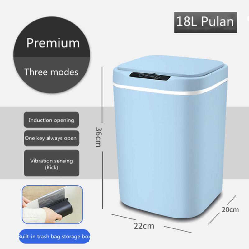18Lnew Luminous Intelligent Automatic Induction Trash Can Kitchen Living Room Toilet Spray Disinfection Folding Storage Box Home