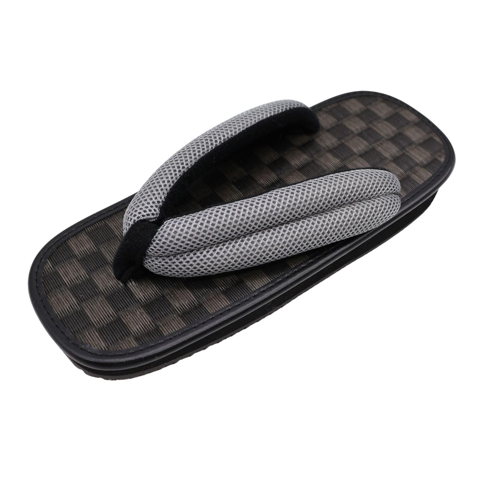 

Shigi Men s Checkered Geta Sandals, Black Tatami Pattern, Gray, Mesh Straps, Rubber Sole, Made in Japan, Size 26cm (8.5 inches)