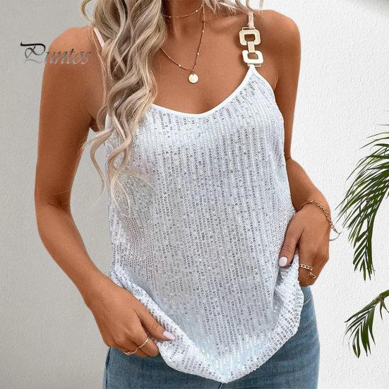 

Стильный свободный крой дышащий жилет топ женская металлическая пайетка жилет верхняя женская одежда