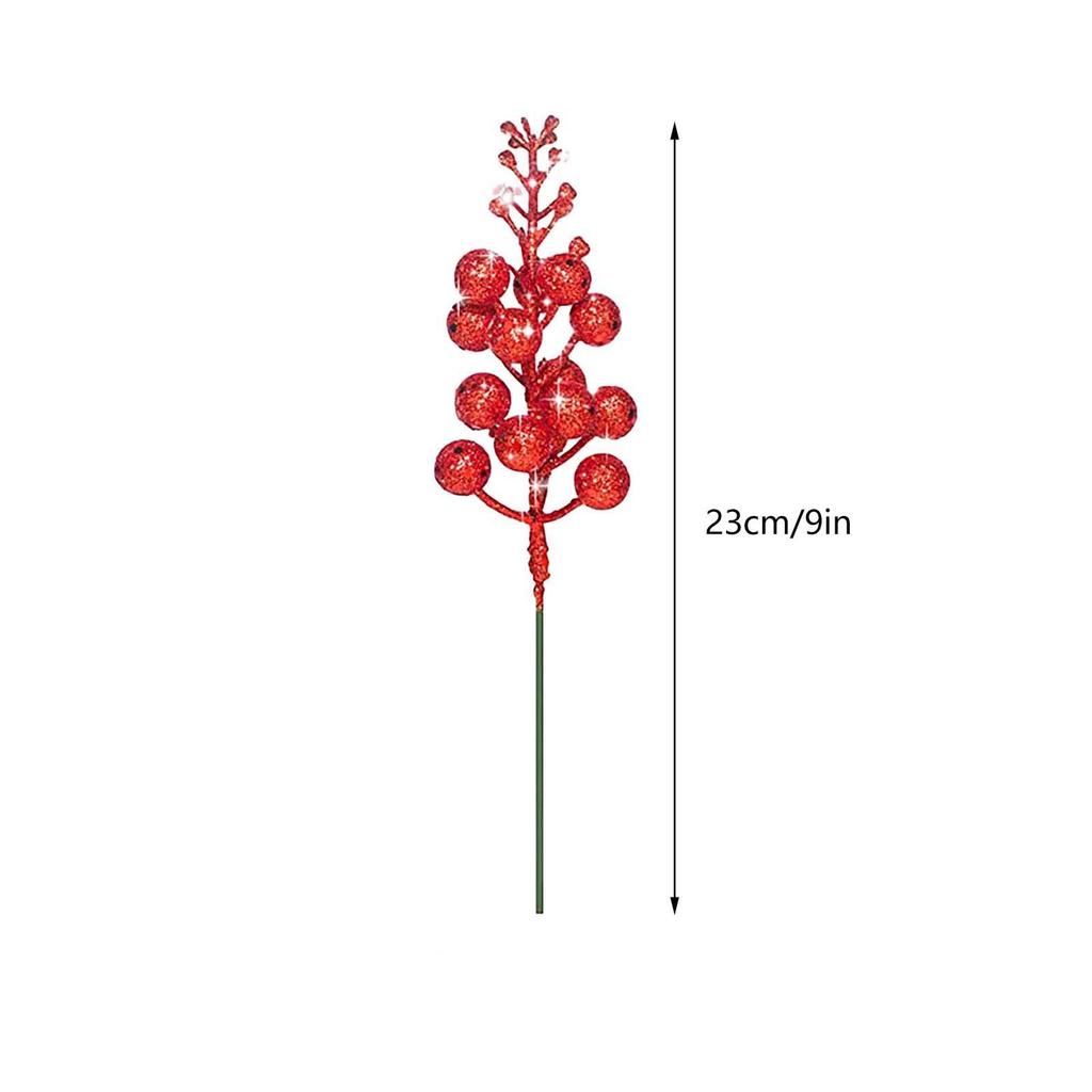 Christmas Berry Picks Red Glittery Christmas Decoration Berry Stems Xmas Festive Red Berry Decor Holiday Decor