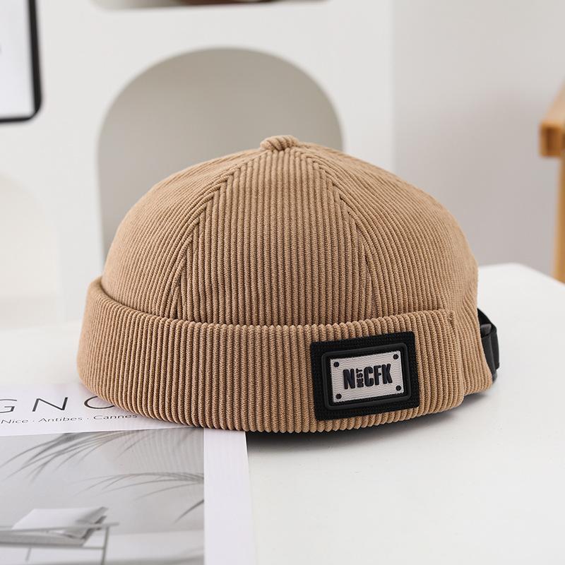 Retro Corduroy Brimless Hat, Autumn and Winter Brimless Thick Hat, Men's and Women's Dome Street Hat