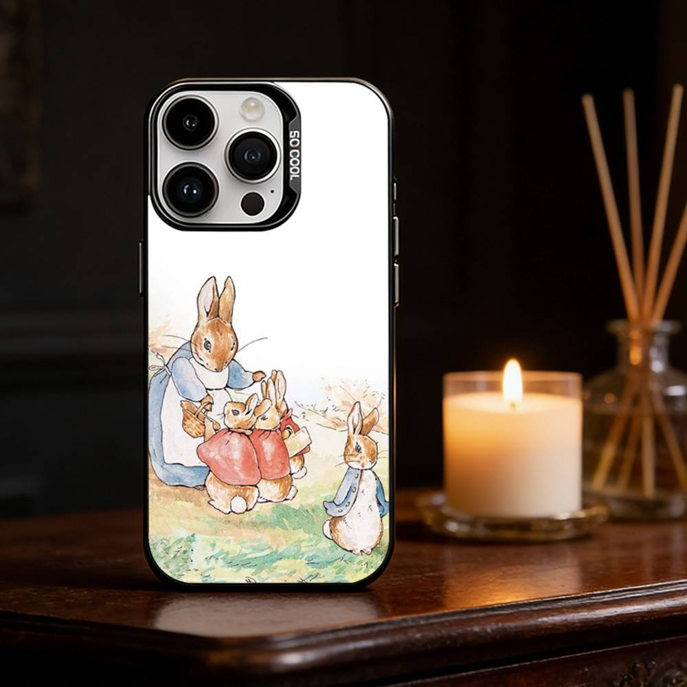Cute P-Peter Rabbit Phone Case For iPhone 17,16,15,14,13,12,11,Pro Max,Plus Candy Silver Cover iPhone12