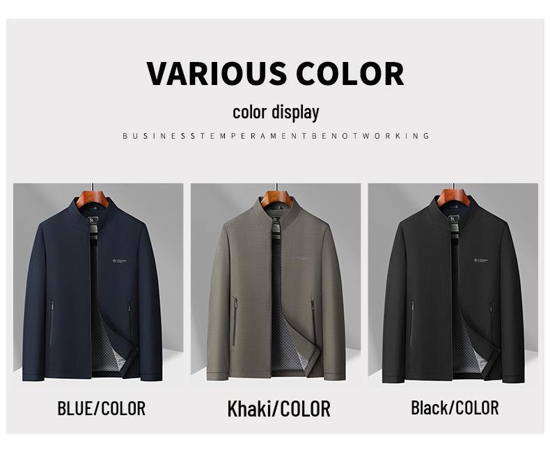 Men's Stand Collar Jacket - Spring/Autumn 2026 Business Casual for Middle-aged & Elderly