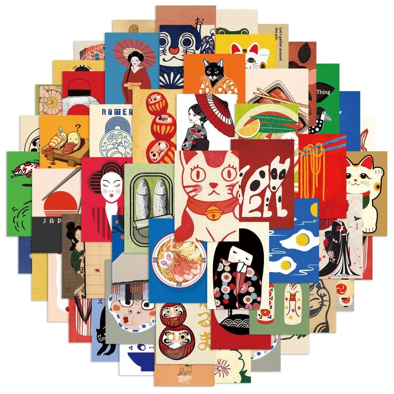 50 Pcs Cartoon Japanese Style Poster Stickers Refrigerator Phone Case Skateboard Computer Laptop Waterproof Decorative Stickers 4