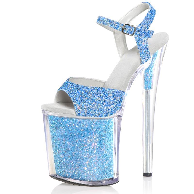 Sandale sexy pentru femei 20CM cu platformă Peep Toe Catwalk Model Pole Dance Tocuri înalte Pantofi de club de noapte Pantofi de striptease