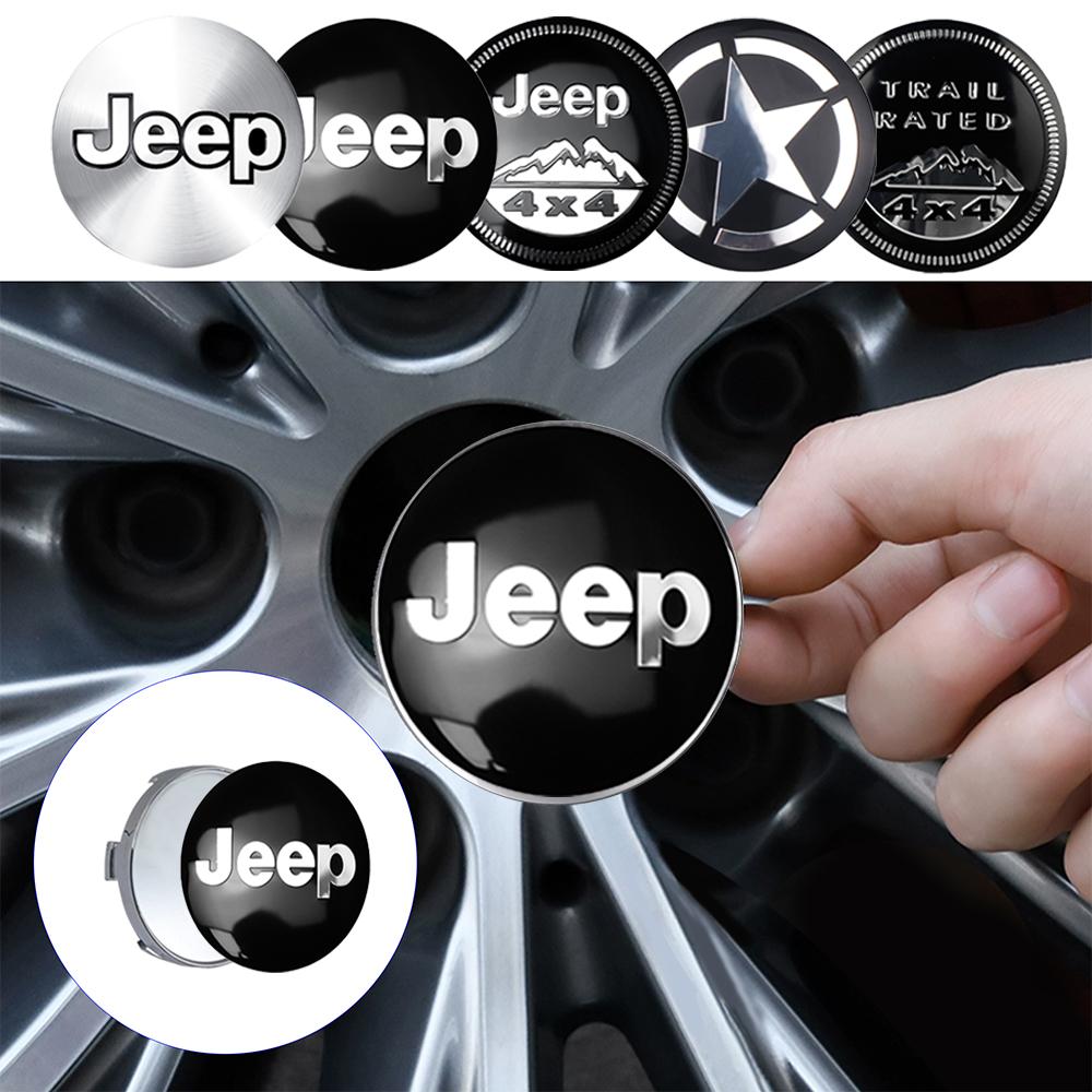 4 Stück 56/60mm Radnabenkappen Aufkleber Auto Emblem Abzeichen Dekoration für Jeep jk Compass Renegade Cherokee Gladiator Patriot Liberty