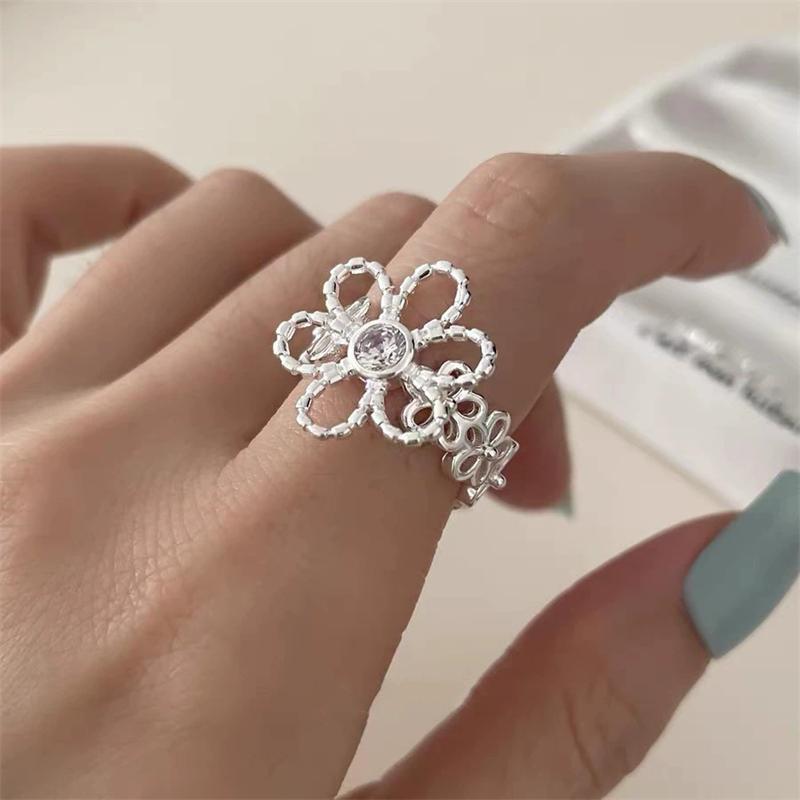

Geometric Handmade Irregular Flower Open Rings For Women Fashion New Jewelry Gift Party Daily Wholesale anillos resizable