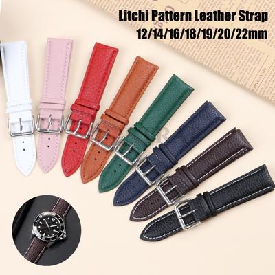 12mm 14mm 16mm 18mm 19mm 20mm 22mm Litchi Pattern Calfskin Watch Band Bracelet Replacement Universal Bracelet Soft Watchbands