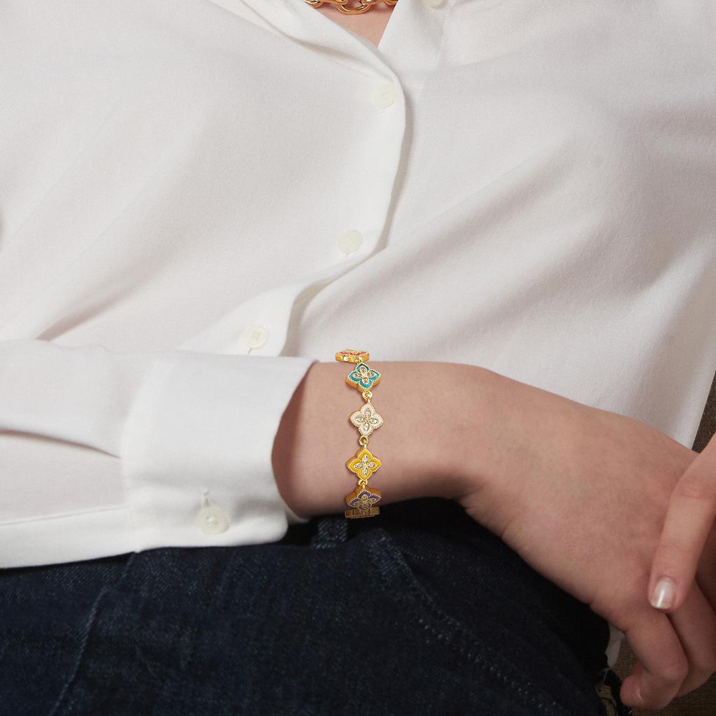 Vnox Luxury Lucky Four Leaf Leaves Clover Bracelets for Women Girls, Colored Flower Vintage Wristband, Love Gift for Wife Her GF