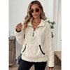 Herbst und Winter neu Revers Jacquard Halbreißverschluss Plüschtasche Damen Sweatshirt
