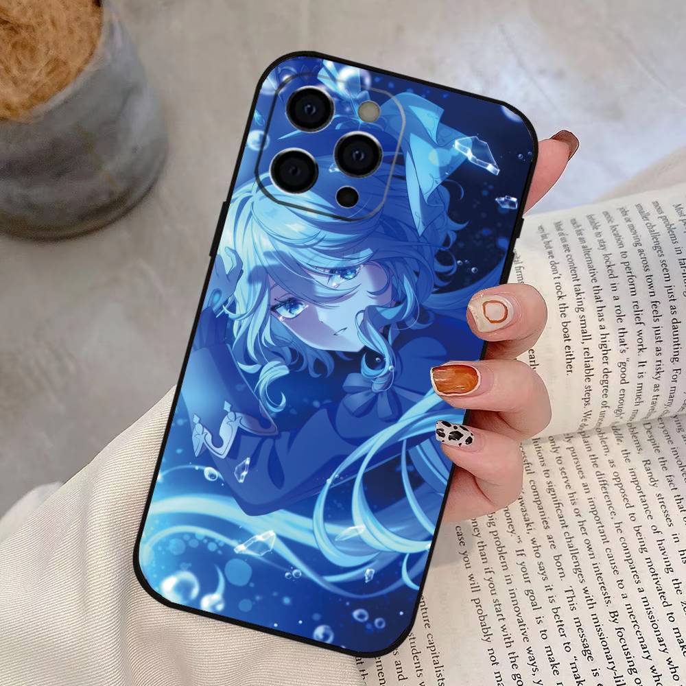 Genshin Impact Furina Phone Case For iPhone 17,16,15,14,13,12,11 Plus,Pro Max,XS,Soft Silicone Black Cover