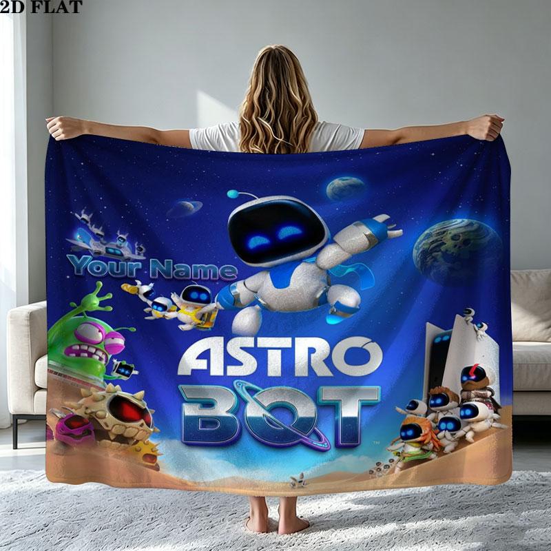 1PC ASTRO BOT Custom Name Patterned Flannel Blanket Suitable For All Seasons for Home Decor Warmth and Comfort Gifts Holiday Present