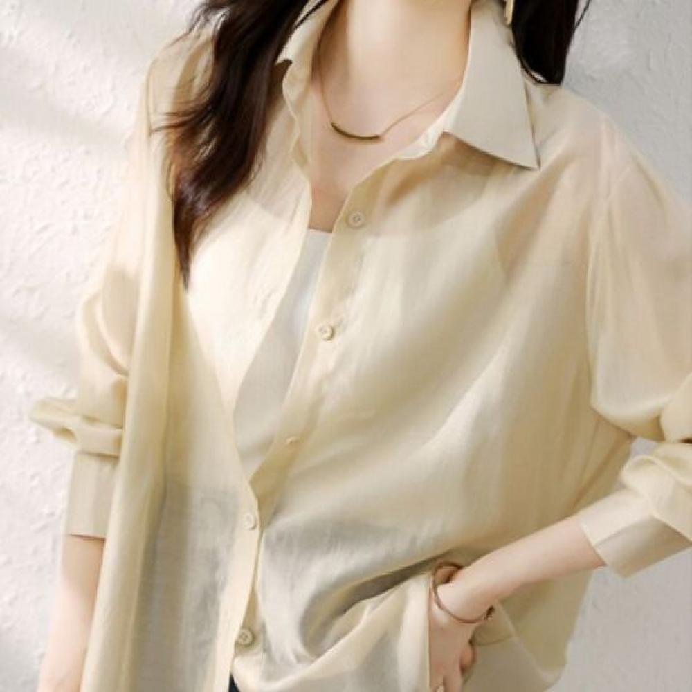 Navava Men Simple Thin Summer Sheer Shirt Nb1567