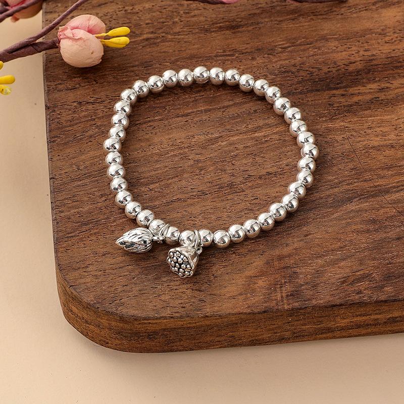 Ethnic Style Miao Silver Thin Bracelet, Elastic Silver Bracelet Women'S Retro Handmade Thai Silver Gift Selection Versatile Jewelry
