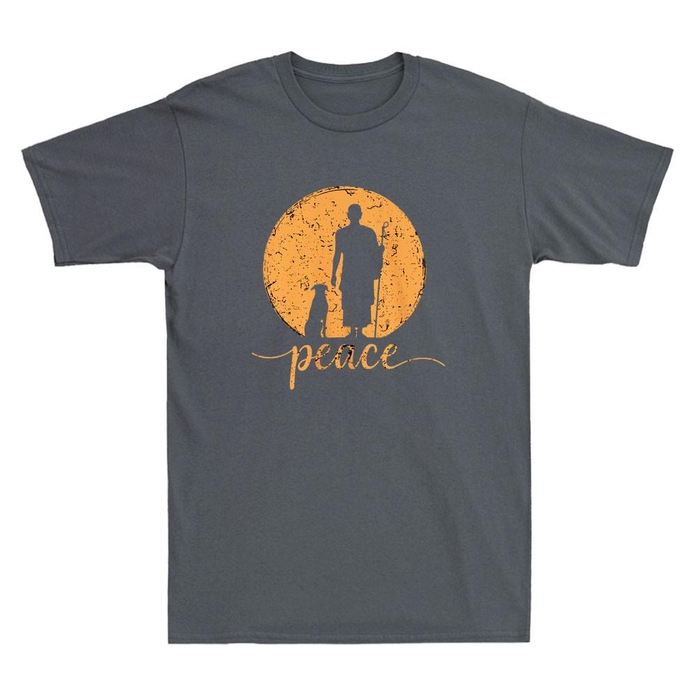 Walk For Peace Monks With Aloka Dog Minimalist Zen Art Vintage Unisexs Tshirt Tee
