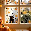 Holiday Glass Decoration Stickers 4 Sheets Halloween Electrostatic Stickers, Cartoon Pumpkins Castle Bats Window Easy Remove Clings PVC Waterproof
