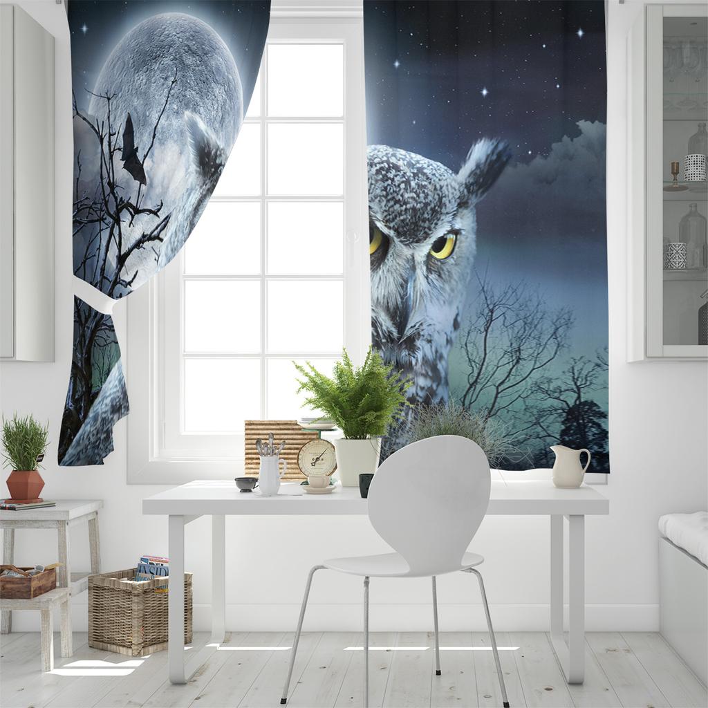 Moon Owl Sunny Night Evil Window Curtains Curtains for Living Room Decorative Items Living Room