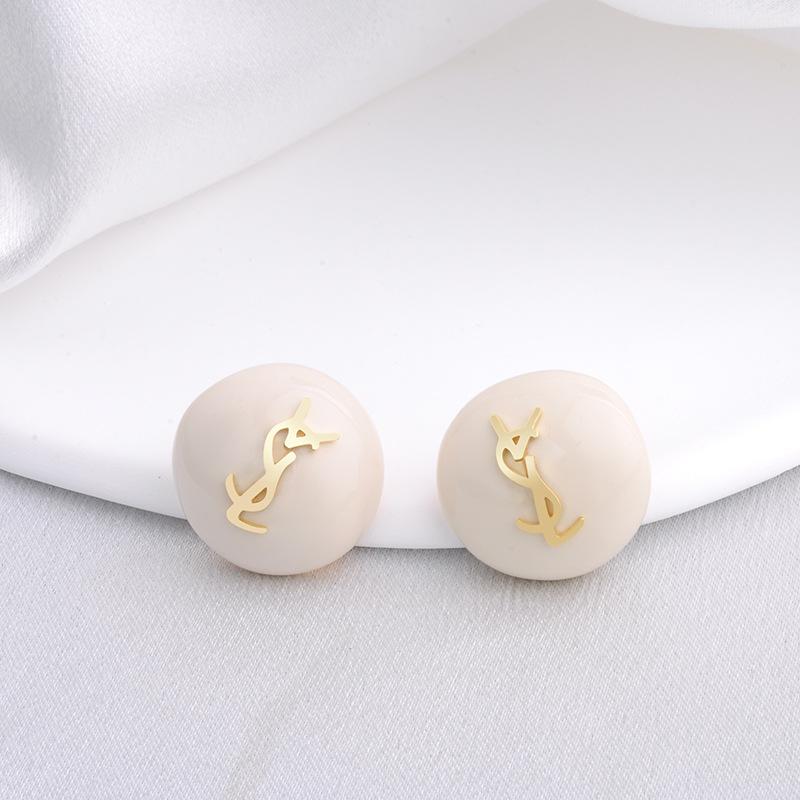 

New French letter drop glaze stud earrings niche design earrings small fragrance light luxury retro high-end earrings