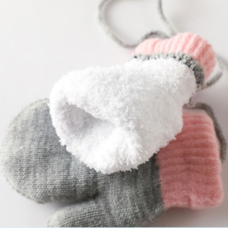 Children Gloves in Autumn and Winter Double-layer Plus Velvet Thickening Warm Cute Gloves for 0-3 Years Old Toddlers