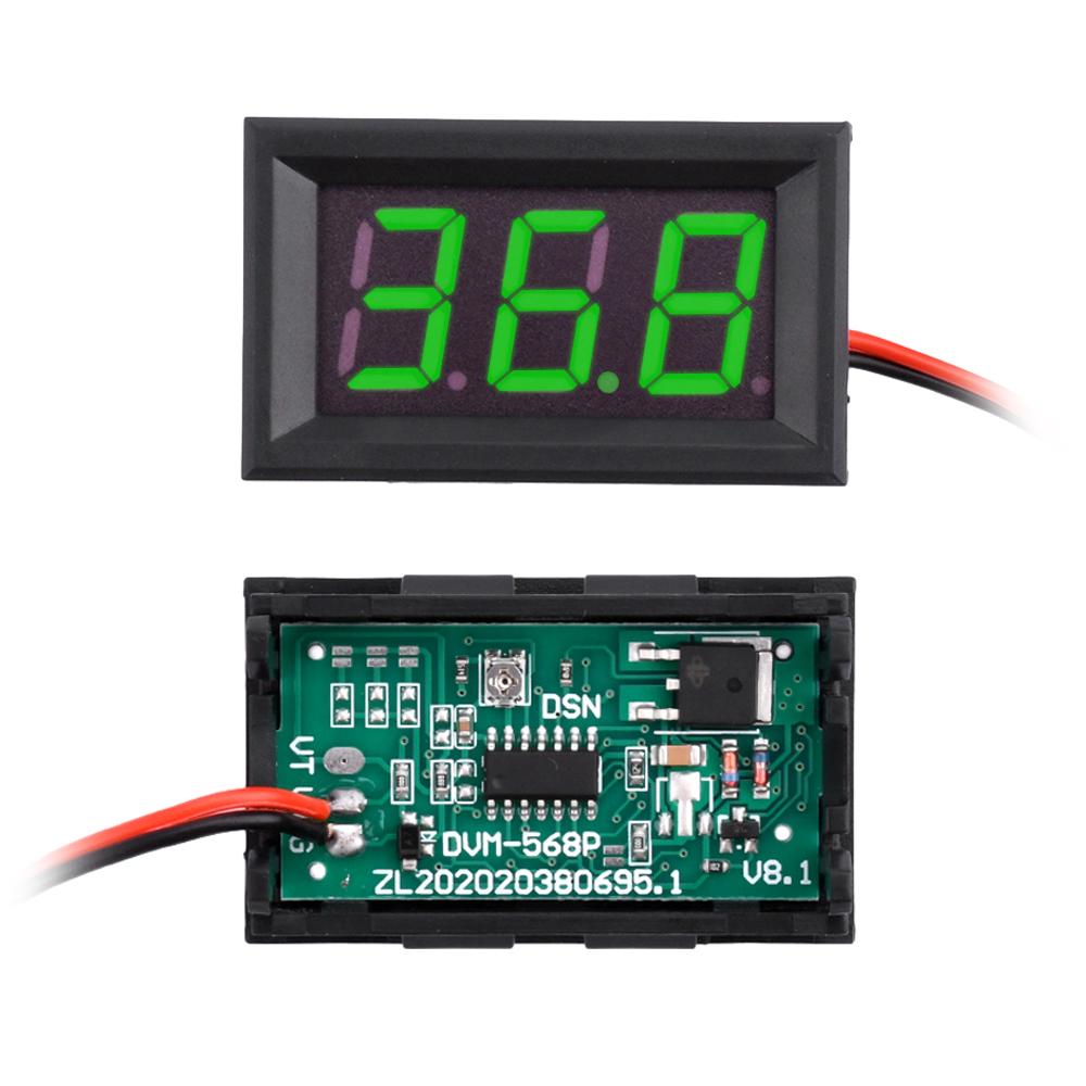 DC 5-120V Mini Voltmeter Blue LED Digital Display Panel Voltage Meter 2 Wire 3-Digit 0.56 Inch for Motorcycle Battery Monitor