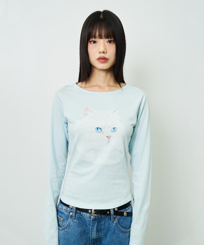 CHANCECHANCE Cat Printed Woman Longsleeve T-Shirt