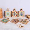 Floral Solid Wood Coaster Heat Resistant Casserole Mat Japanese Style Coffee Cup Mat  Tea Time