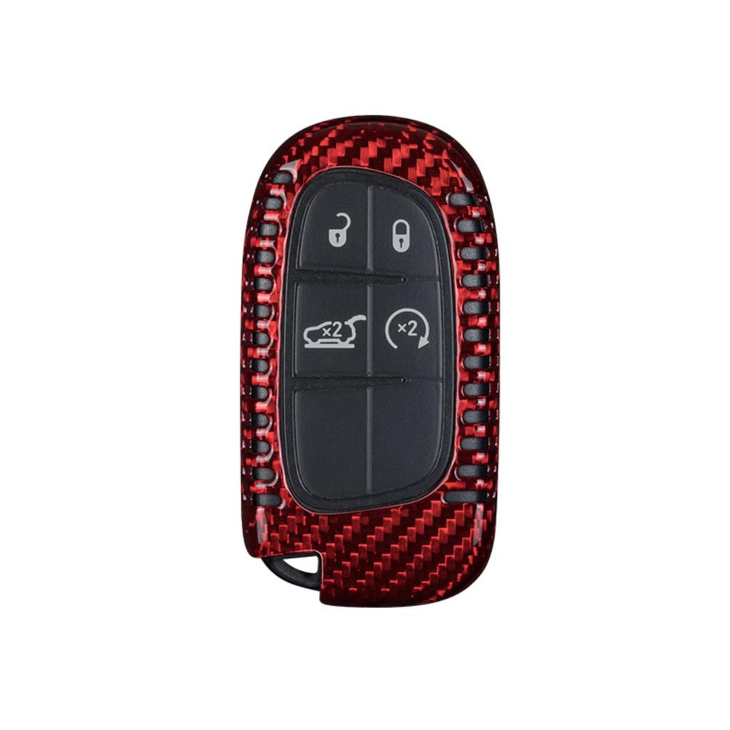 Carbon Fiber T-Carbon Car Key Case For Jeep Grand Cherokee Dodge Jcuv Dart Journey Chrysler 300C Fiat 4 Button Remote Fob Cover