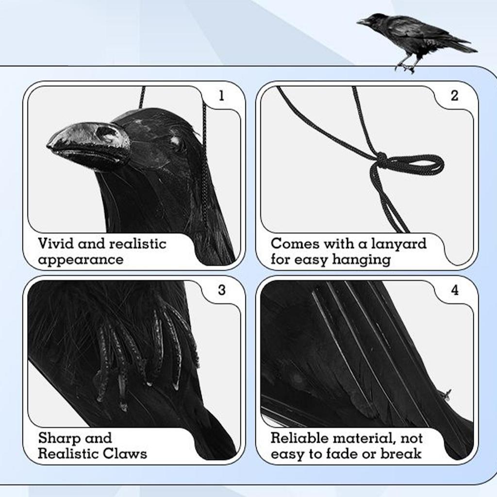 Crow Decoy For Attracting Birds Life-Sized Realistic Crow Statue Decorative Halloween Animal Bird Figurine For Porch Yard Garden