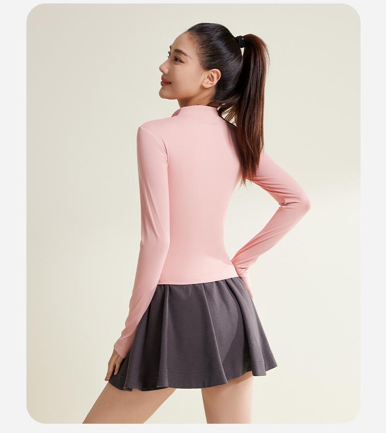Juyi Hall Colorblock Slim Fit Yoga Jacket with Thumb Holes - Autumn/Winter Fitness Top