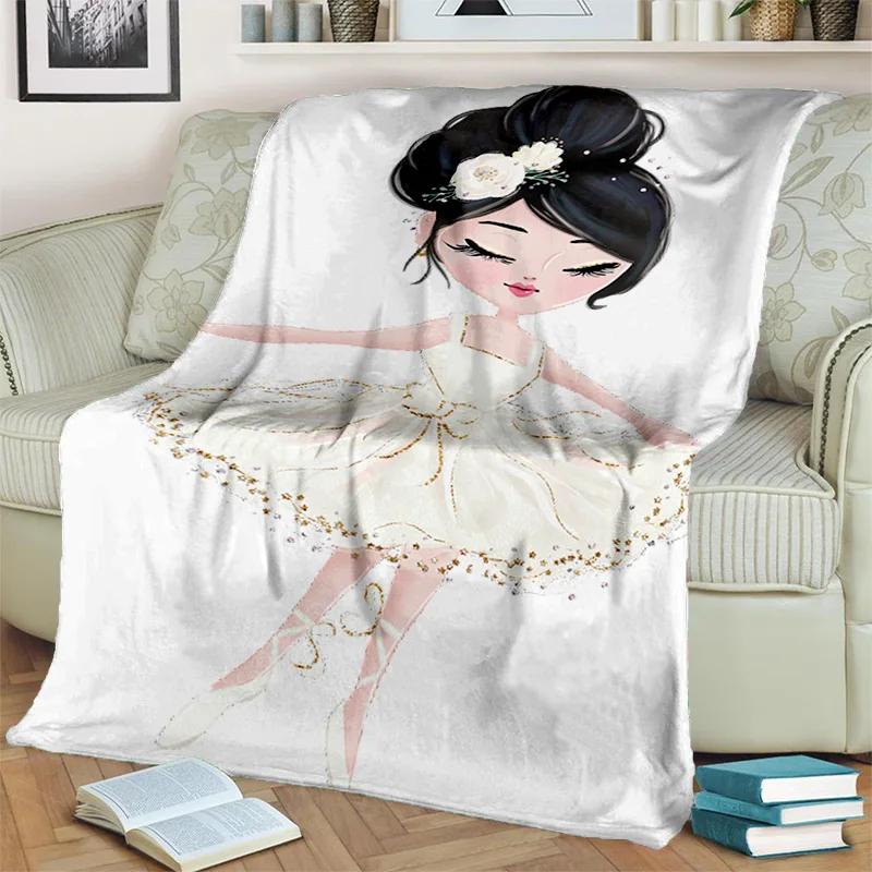 Cute Ballet Girl Ballerina Fairy Cartoon Blanket,soft Throw Blanket for Home Bedroom Bed Sofa Picnic Office Cover Blanket Kids