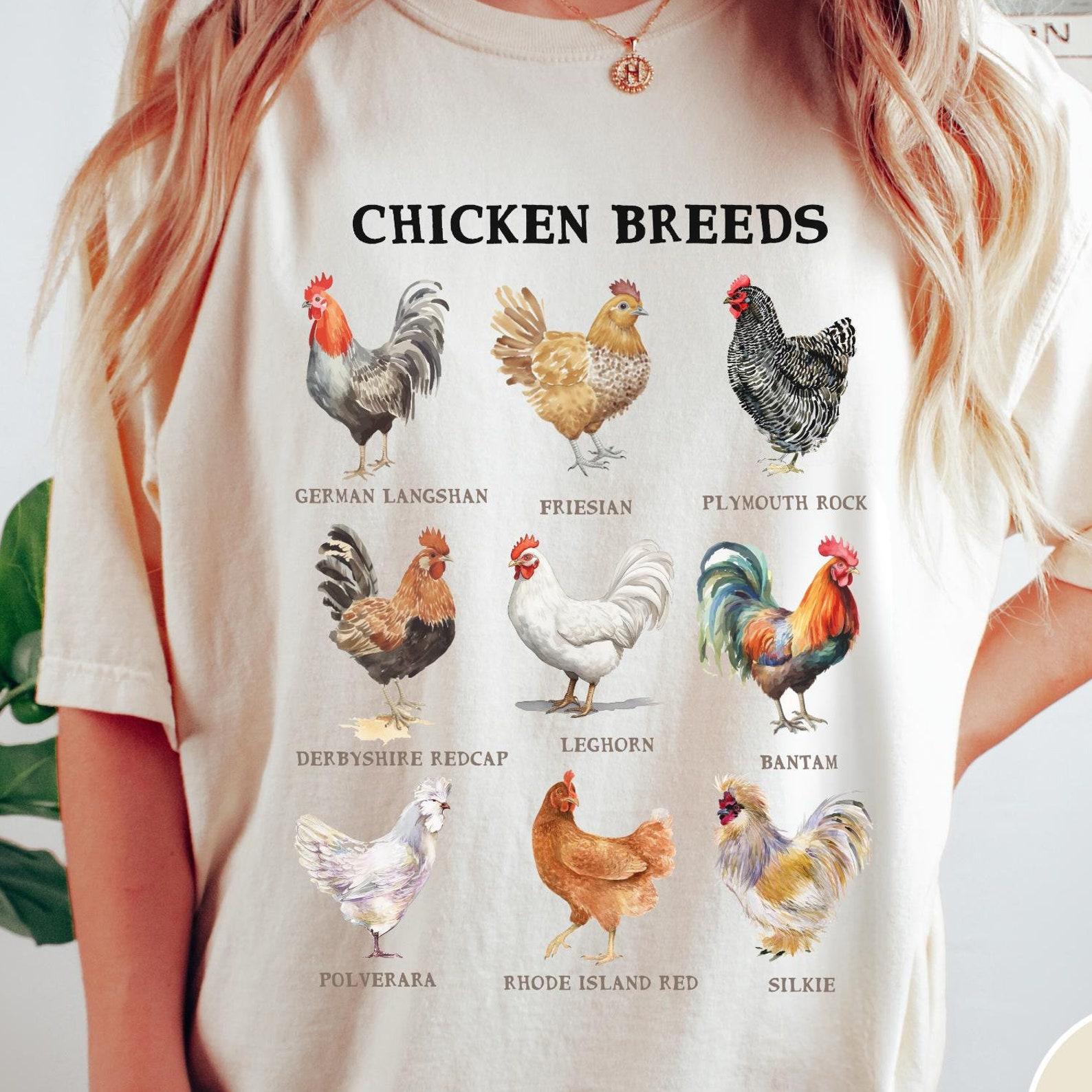 Chicken Comfort Colors® T-Shirt, Chicken Breeds Shirt, Chicken Lover Shirt, Funny Retro Chicken Shirt, Farm Animal T-Shirt, Chicken Girl Tee XL