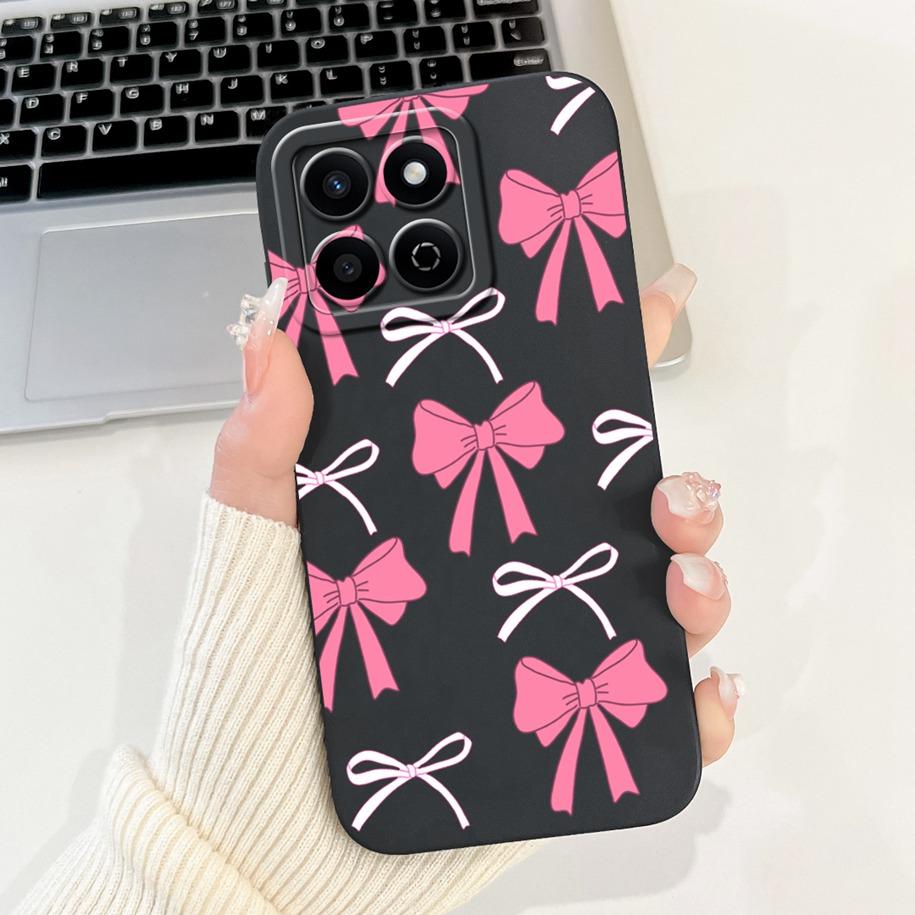 Shockproof Case For Honor X7c Cover HonorX7c 4G Funda Fashion Bowknot Marble Soft Liquid Silicone Cases For Honor 200 Smart Etui